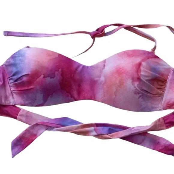 SANDFLOWER Bandeau Swim Top Tye Dyed Canyon Pink Color Women's Size L(12… - Picture 2 of 11